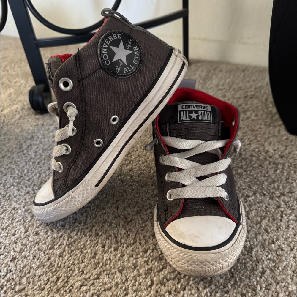 Converse Chuck Taylor All Star MidTop Sneakers Gray Red Shoes Sneakers Youth 1